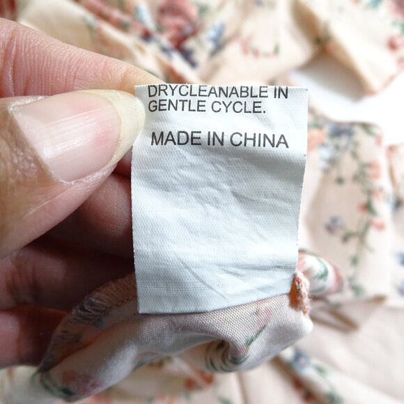 Pink Floral Print V-Neck Blouse Cinched Waist Womens Size L Short Sleeve - Picture 5 of 9